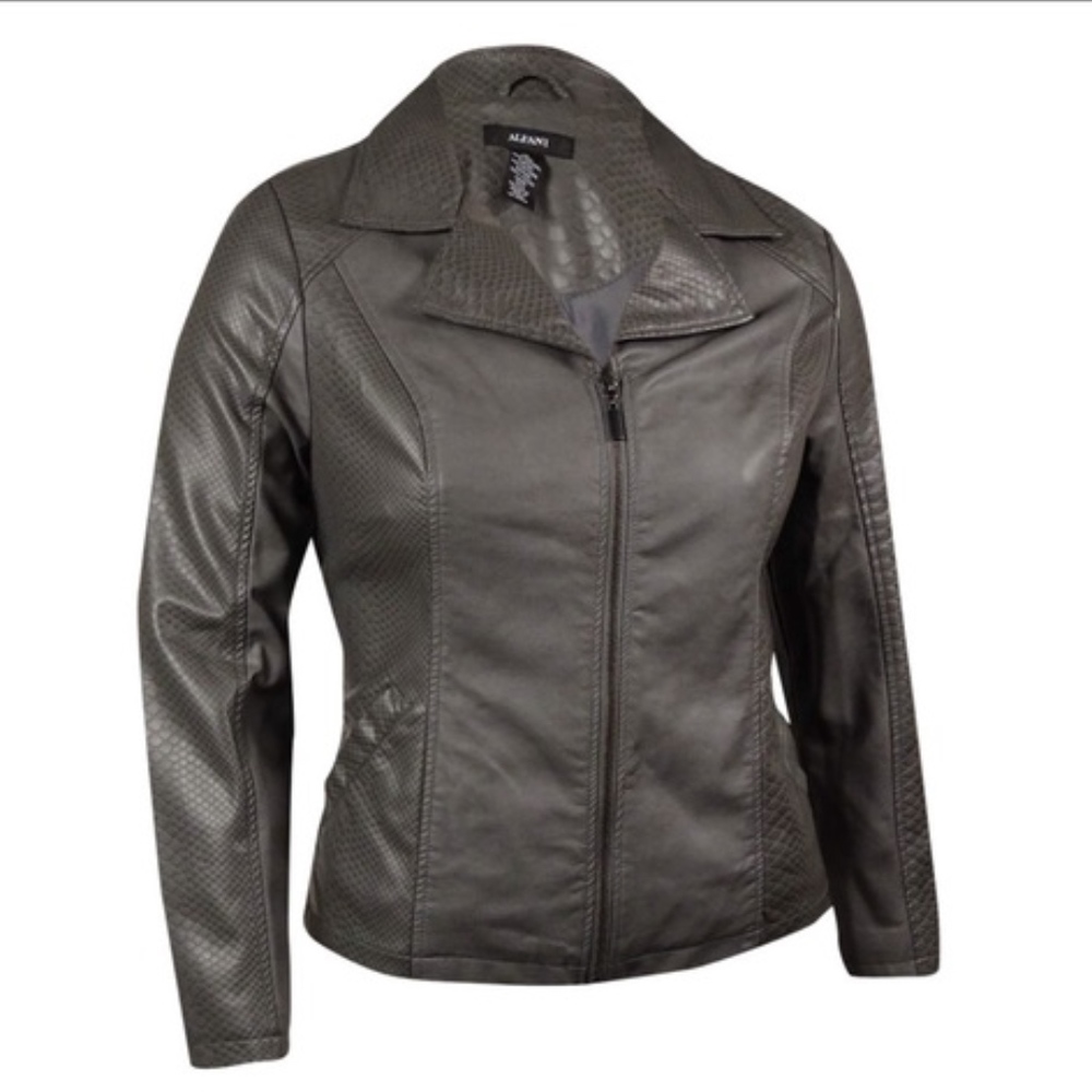 NWT ALFANI 💫Petite Gray Pleather  jacket - Picture 3 of 8